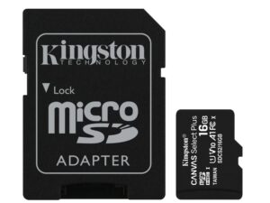 microSDHC Kingston Canvas select 16GB UHS-I CL10 80Read + SD Adapter